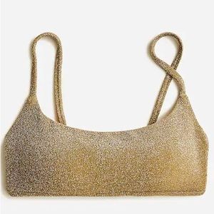 NWT Gold Sparkle J.Crew Scoopneck Bikini Top XXS
